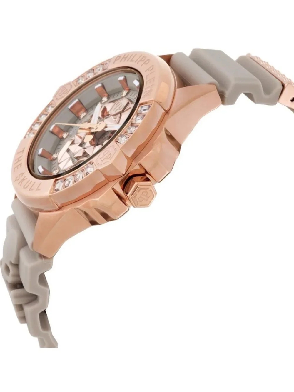 NWT Philipp Plein The Skull Quartz Crystal Beige Dial Watch - Picture 2 of 6